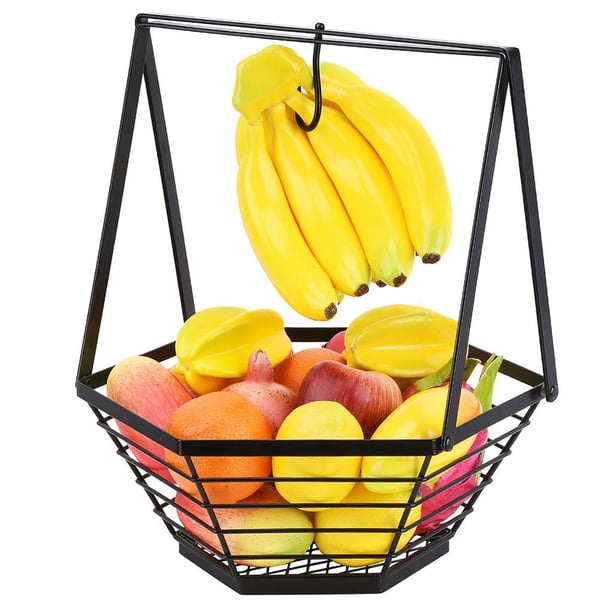 Cesta De Almacenamiento Hexagonal Desmontable Para Frutas Y Verduras, Frutero Negro Con Colgador De Plátano, Soporte Para Frutas Para Cocina, Fiesta En Casa Eigraketly HA015325-00