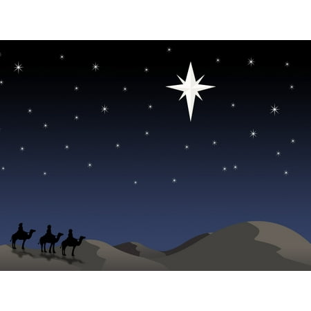 Three Kings Three Wisemen - Three Wisemen Following Star PosterPrint