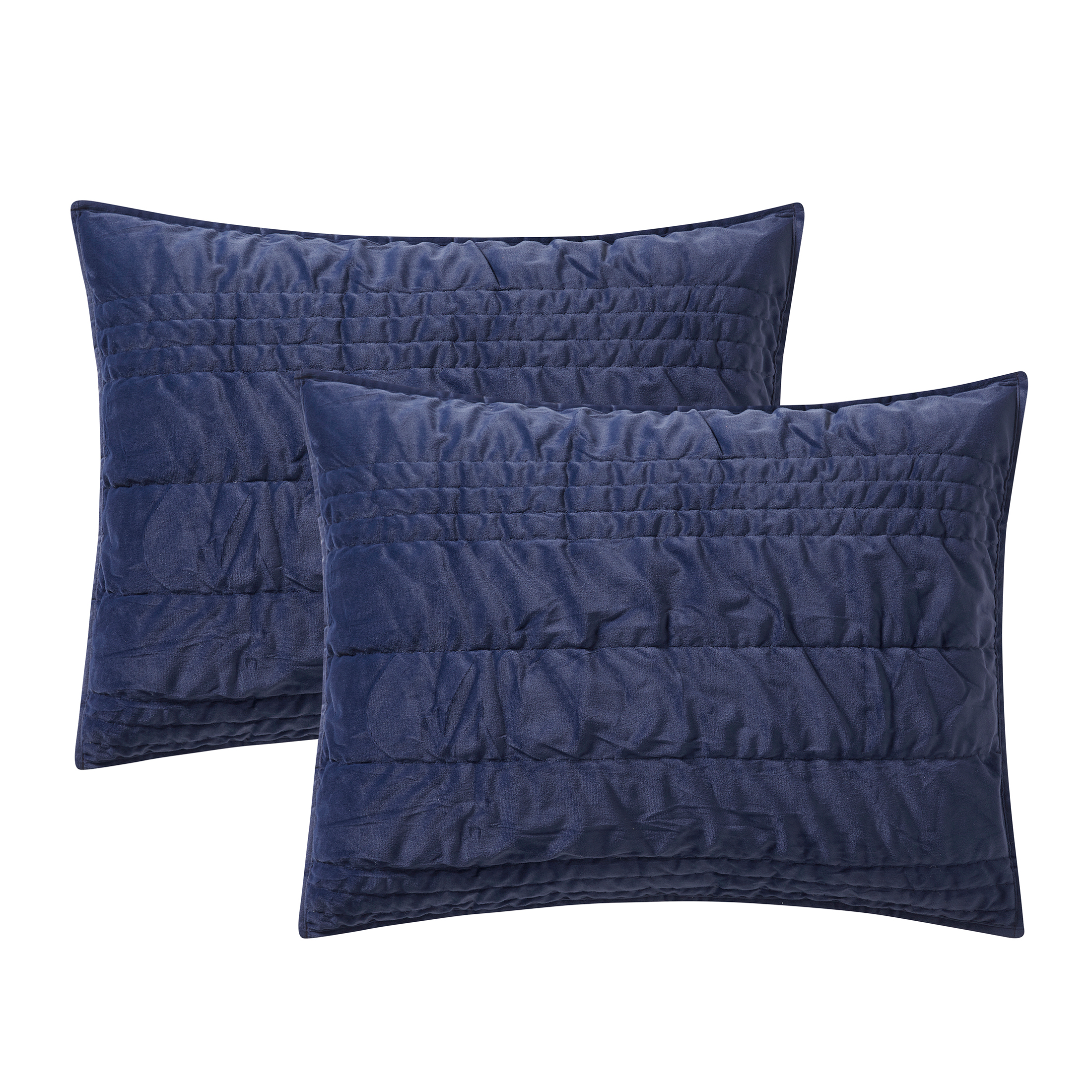 Mainstays Solid Navy Zig Zag Stripe Reversible Crystal Mink Pillow Shams, Standard (2 Count)