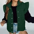 thumbnail image 5 of Tdoqot Womens Puff Vest Outwear- Ruffle Sleeve Casual Button Up Lightweight Cute Quilted Jacket Green Size 2XL, 5 of 9