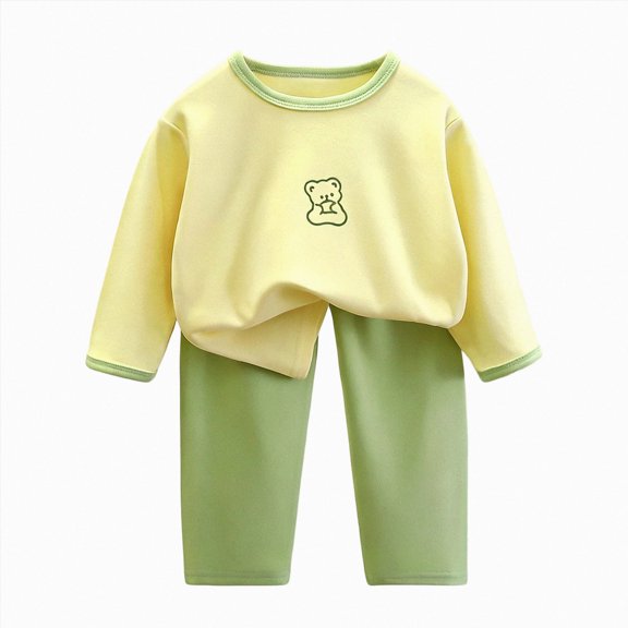 KPOPLK Toddler Girl Clothes Cute Printed Sweatshirt Pants 2Pcs Fall Outfits for Little Girls Clothing 2 Pcs Set 1T 2T 3T 4T 5T(12-18 Months,Yellow)