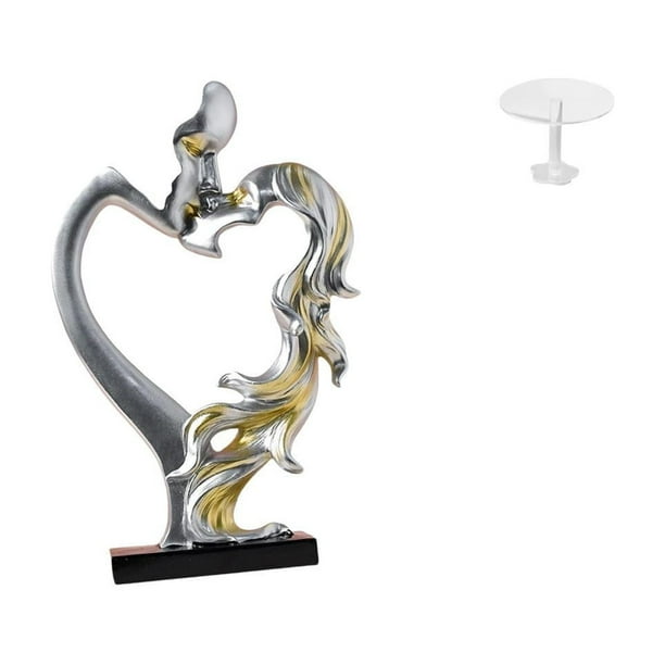 Estatua de pareja,Figura de pareja besándose,regalo de boda moderno,Estatua de pareja besándose en el aniversario de San Valentín,Escritorio redondo de casa de muñecas,Muebles de mesa