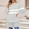 thumbnail image 2 of FRSASU Womens Dresses Fall Long Sleeve Dress Casual Round Neck Tiered Flowy Aline Tie Waist Shirt Dress Gray L(L), 2 of 5