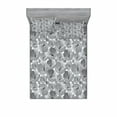 thumbnail image 2 of Ambesonne Floral Fitted Sheet & Pillow Sham Set, Vintage Grey Poppy Flowers, Twinxl, Grey Pale Grey and Black, 2 of 3
