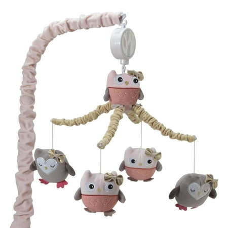 UPC: 0084122673182 | Lambs & Ivy Family Tree Pink/Gray/Tan Owl Musical Baby Crib Mobile