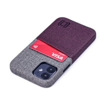 Dockem iPhone 12 mini Luxe M2 Wallet Case; Built-in Metal Plate, 1 Card Slot, Maroon/Grey