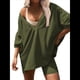 thumbnail image 4 of Conjunto de Dos Piezas para Mujer, Ropa de Verano 2025, Camisetas Extragrandes con Cuello en V, Pantalones Cortos Estilo Motero y Ropa Cómoda para Estar en Casa Verde XL, 4 of 9
