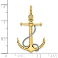 thumbnail image 3 of 14K Yellow Gold Polished Finish 3-Dimensional Anchor with T Bar Rope Design and Shackle Bail Charm Pendant, 3 of 5