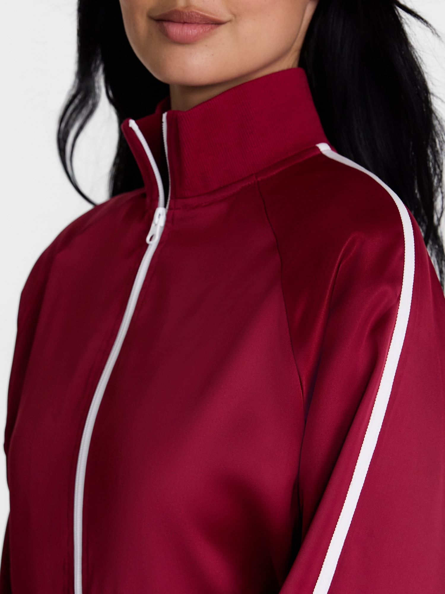 Madden NYC Women's Satin Track Jacket with Racing Stripes, Sizes XXS-XXL