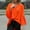 Orange, variant on Women's Long Sleeve Pullover Solid Color Casual Comfort Round Neck with Ruffled Detail