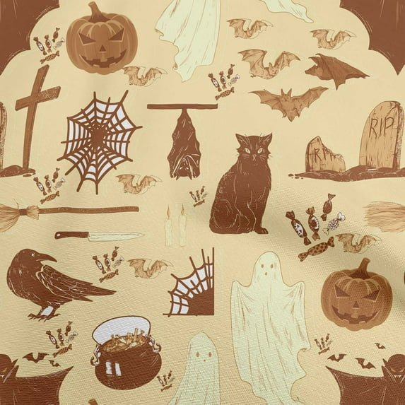 oneOone Cotton Cambric Gamboge Yellow Fabric Halloween Diy Clothing Quilting Fabric Print Fabric By Yard 42 Inch Wide