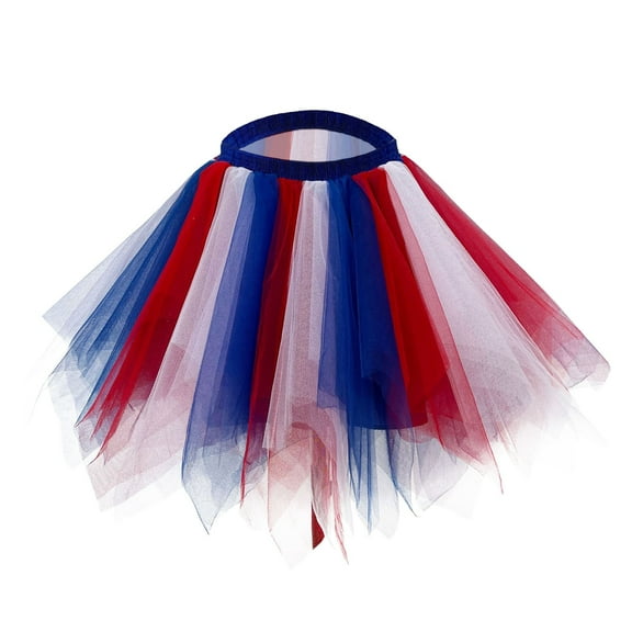JIKNTTR Women Midi Skirt Fashion 4Th Of July Adult Women 80's Tutu Skirt Layered Tulle Petticoat Colored Tutu Skirt Independence Day Outfit Aline Flowy Long Skirt