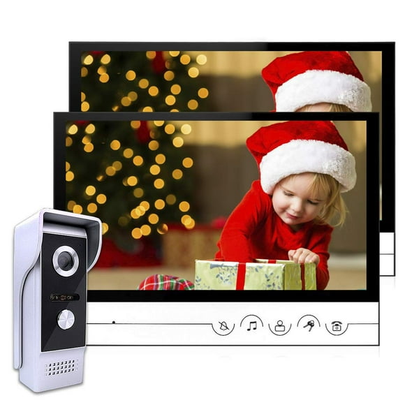 AMOCAM Wired Video Doorbell Intercom System, 9 Inches Monitor Video Doorbell Door Phone Kits Support Unlock, Monitoring, Dual-way Intercom for Villa Home Office Apartment, 1 Camera-2 Monitors