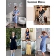 thumbnail image 4 of OutfitShow Women Summer Short Sleeve V Neck Floral Empire Waist Dress with Pockets, 4 of 7