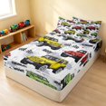 thumbnail image 3 of Erosebridal Monster Truck Zipper Queen Comforter Set with Fitted Sheet and 2 Pillowcases, Checkered Flag Zipper Bedding Set, Green Red, Reversible, 3 of 7