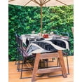 thumbnail image 3 of Fsddascl Vintage Navy Blue Botanical Outdoor Tablecloth - 60x120 Inch Rectangle Dining Table Cover, Tropical Leaves Modernism Waterproof Outdoor Table Cloth with Umbrella Hole & Zipper for Patio, 3 of 7