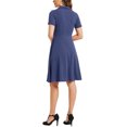 thumbnail image 3 of INSPIRE CHIC Women's 1950s Retro Vintage V Neck Button Down A-Line Swing Wear-to-Work Dress, 3 of 6