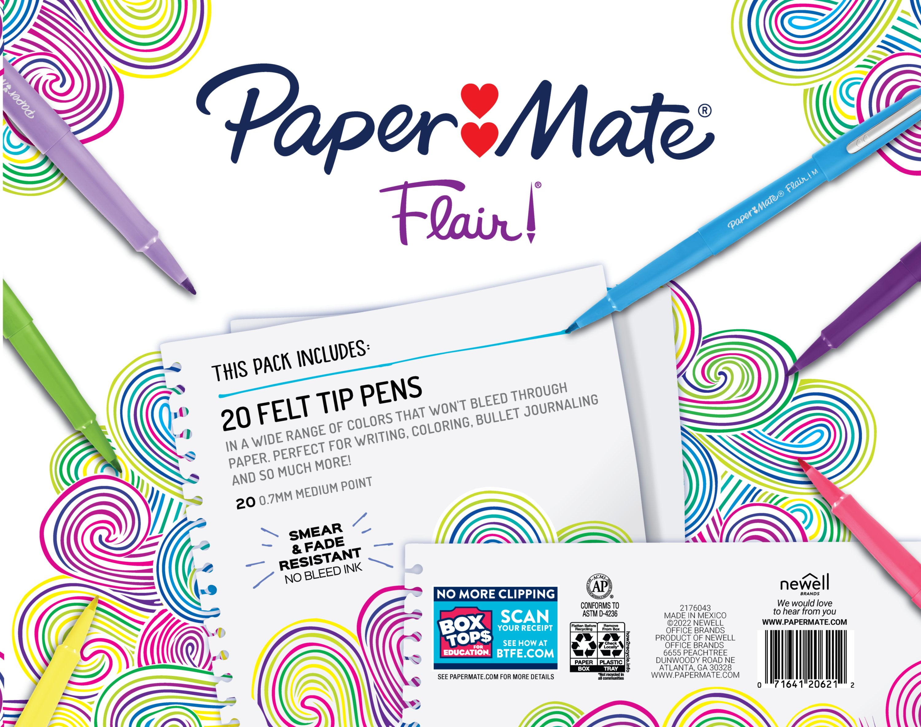 Paper Mate Flair DUAL Felt Tip Pens, Medium and Brush Tip Markers Set,  Stocking Stuffers, Art Supplies, Teacher Gifts, Holiday Gifts, Teenage Girl