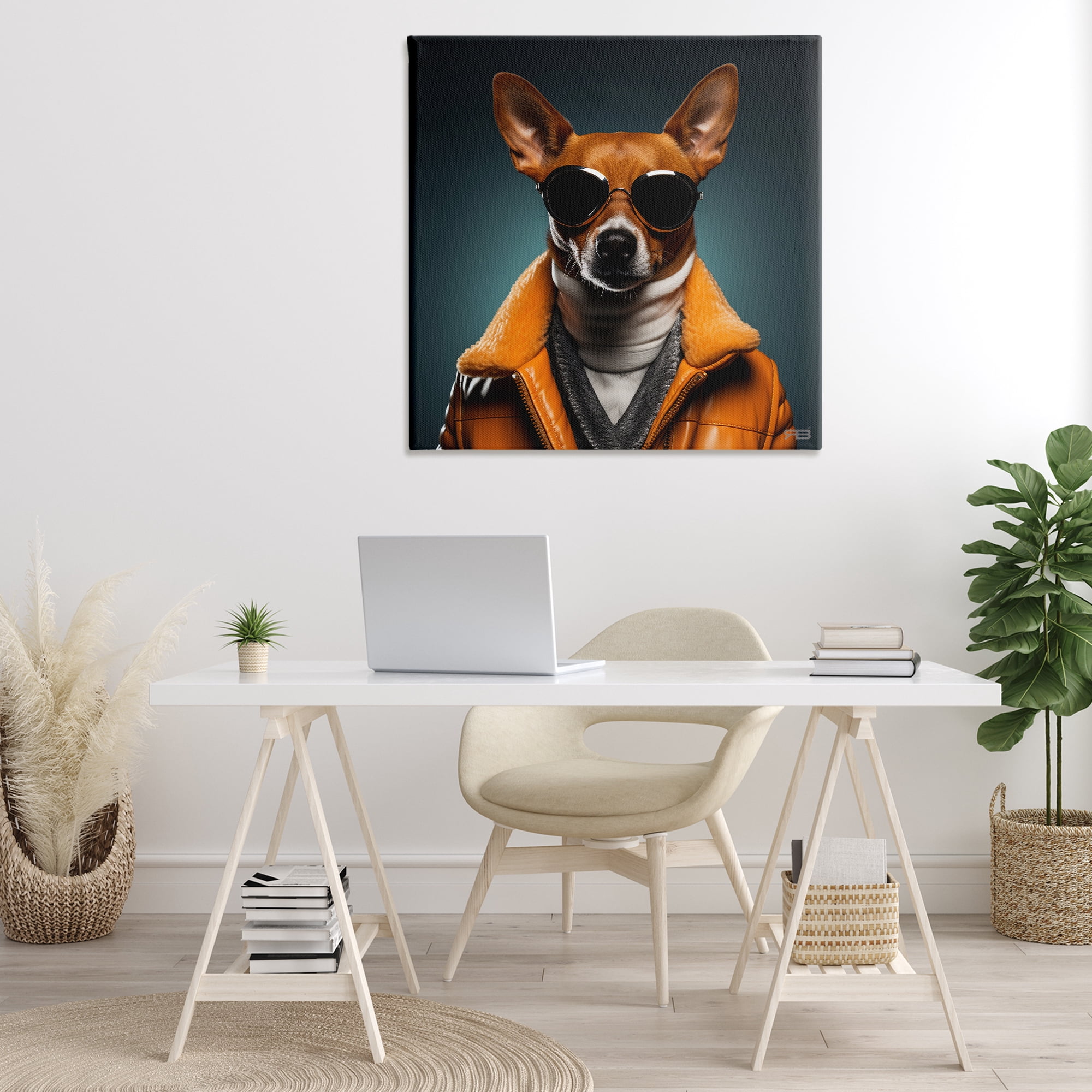Stupell Industries Stylish Dog with Sunglasses Animals & Insects Painting Gallery Wrapped Canvas Art Print Wall Art, 36 x 36