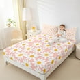 thumbnail image 4 of Feelyou Pink Groovy Flower Twin Sheet Sets for Girls, Rustic Daisy Floral Twin Fitted Sheet, Vibrant Plant Flat Sheet, Microfiber Bedroom Decor, 3pcs, 4 of 7
