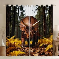 Feelyou Cartoon Dino Curtains Pack of 2 (42x84 Each), Rutstic Wildlife Curtains Blackout