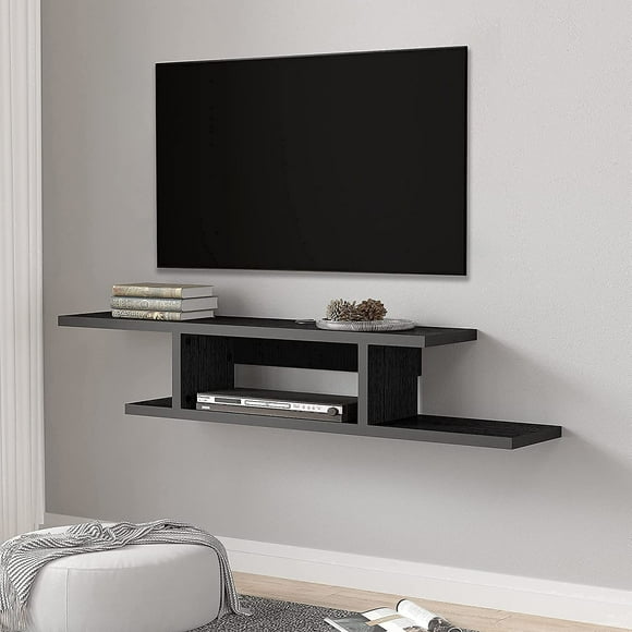 FITUEYES Floating TV Stand Wall Mounted Audio/Video Console AV Shelves Black Wood Grain for Xbox one/PS4/vizio/Sumsung/sony