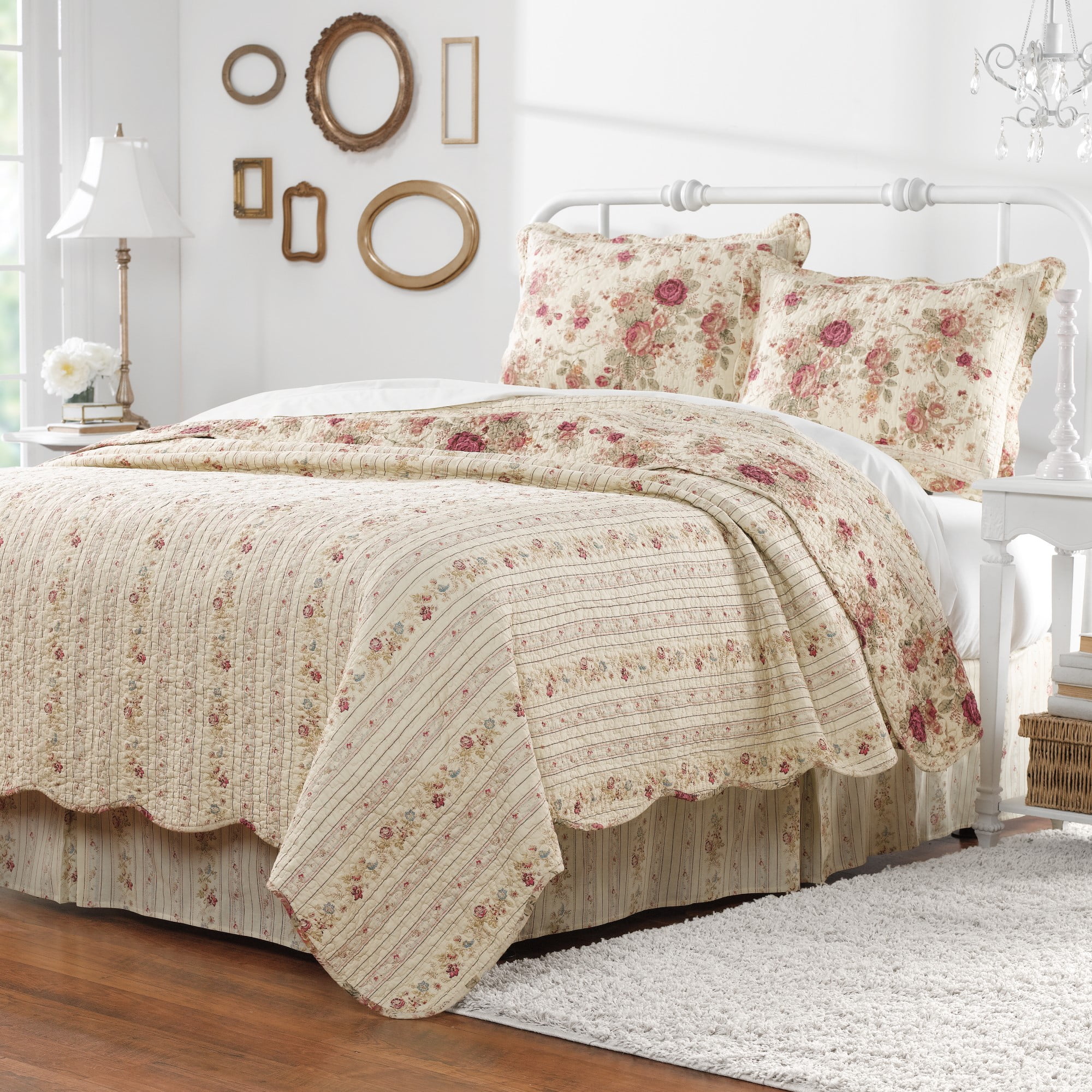 Greenland Home Überwurfdecke „Antique Rose“ – 100 % Baumwolle, Gesteppt, 127 X 152 Cm In Ecru