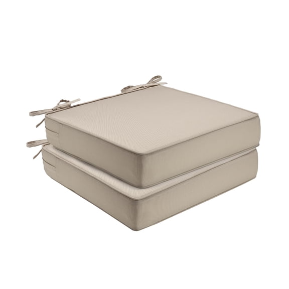 Waterproof Outdoor Patio Chair Cushions Set of 2 – Thick High-Density Foam Seat Pads with Ties – Comfortable for Garden Sofa, Couch, Patio Furniture, Size: 48.5×48.5×10.5cm, Color: Khaki