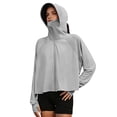 thumbnail image 4 of Women's UV Sun Protection Hoodie Jacket With Zipper Lightweight Long Sleeve Sun Shirt Breathable Loose-Fitting Cycling Clothing Cooling Women Hooded Coat Ultra Wrinkle Resistant Clothes, 4 of 5