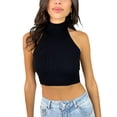 thumbnail image 3 of Txlixc Tirantes femeninos halterneck blusa casual de verano color sólido cuello alto sin mangas blusa sin espalda corta ropa callejera Txlixc  moda, 3 of 6