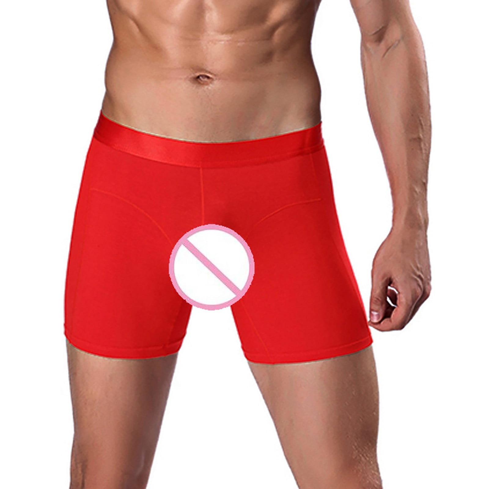 OVTICZA Boxer Briefs for Men Sexy Moisture Wicking Long Leg Breathable  Underwear Red 4XL