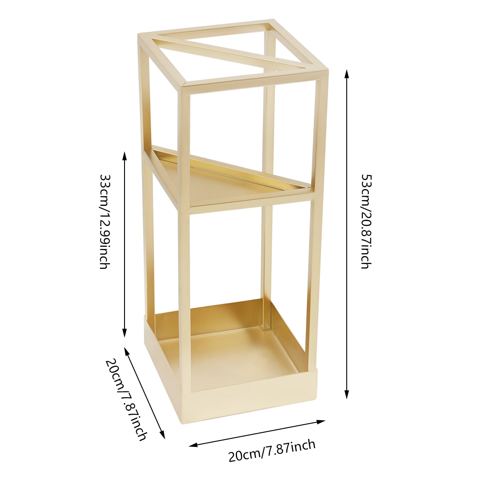 Gold Umbrella Rack 20.9in Tall Square Iron Stand with Drip Tray Freestanding Umbrella Holder