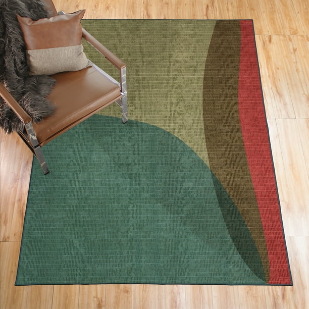 My Magic Carpet Machine Washable Area Rug Cove Green 5X7