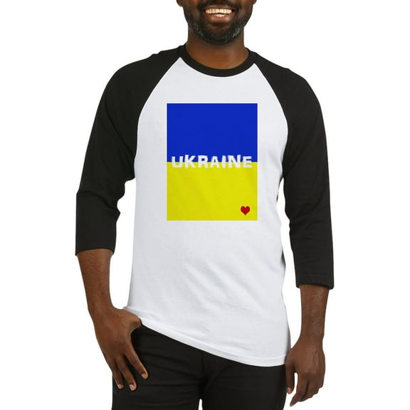 CafePress - Ukraine Heart Baseball Jersey - Cotton Baseball Jersey, 3/4 Raglan Sleeve Shirt