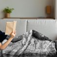 thumbnail image 3 of Letter H Soft Flannel Fleece Throw Blanket, Victorian Capital H Font in Chrome Rock Tones Steel Look Retro Design, Cozy Plush for Indoor and Outdoor Use, 60" x 80", Black Grey, by Ambesonne, 3 of 5