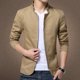 thumbnail image 2 of Chaqueta lavada con cuello levantado para hombre de otoño, chaqueta delgada para hombre Irfora Caqui/5XL, 2 of 4