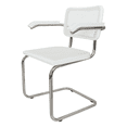 thumbnail image 5 of Breuer Chair Company Marcel Breuer B64 Cesca Cane Cantilever Armchair Arm Chair w/ Chrome Steel Frame White Wood & White Cane (Made in Italy) by Furnish Theory, 5 of 15