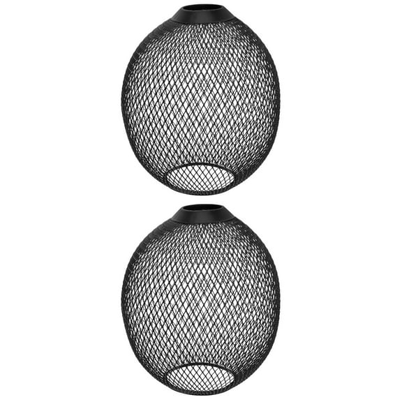 COMPUKAS 2pcs Black Pendant Lantern Lamp Shade Replacement Covers