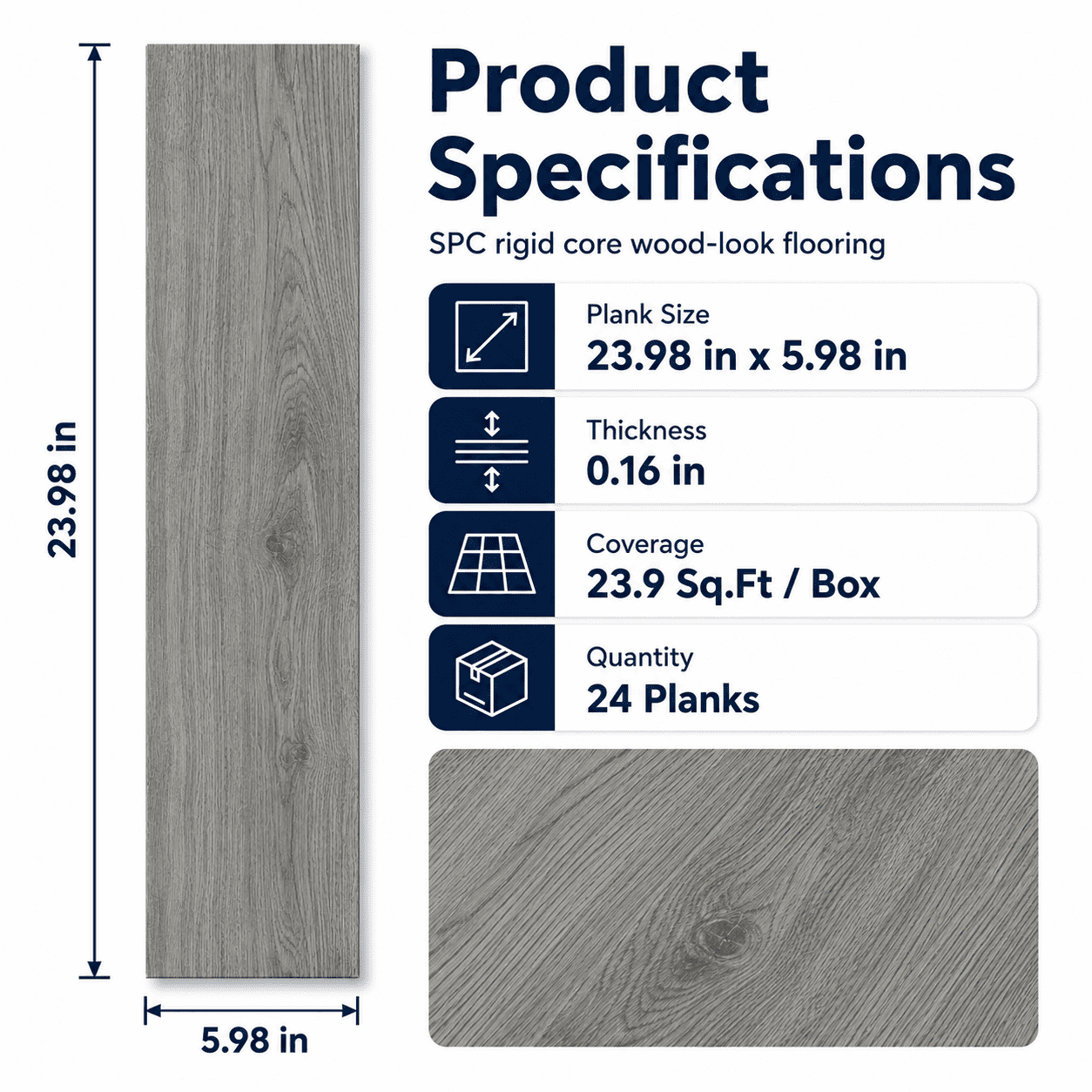 Yeslife 24-Piece Interlocking Luxury Vinyl Flooring Tile, 23.98 x 5.98 in., Ash Brown SPC Rigid Core, 23.9 sq. ft.