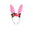 thumbnail image 1 of Conejo Orejas Bandera, Pascua Lindo Oídos Largos Tocador con Decoración de Flores Artificiales, Bandera de Tela Rosa para la Celebración de la Decoración de la Fiesta de Pascua, 1 of 6