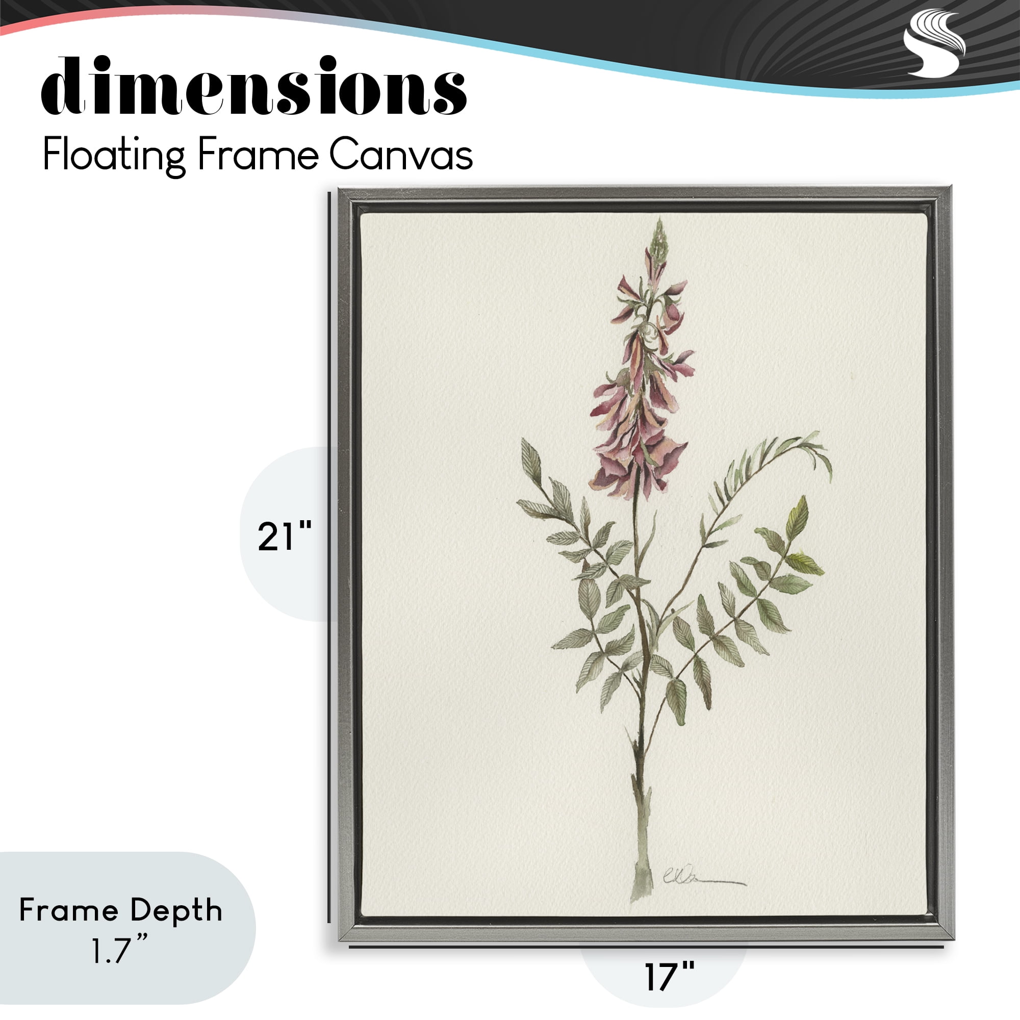 Stupell Industries Nature's Delicate Herb Sprig Gray Framed Floater Canvas Wall Art, design by Cady Driver