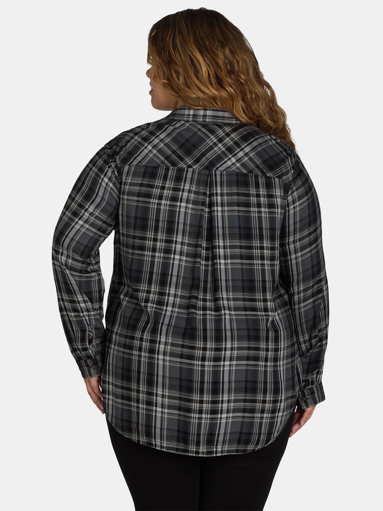 Terra & Sky Women's Plus Plaid Button-Down Shirt, Sizes 0X-5X