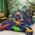 thumbnail image 4 of Manfei Cute Dino Animals 7-Piece Twin Bedding,Kawaii Paw Print Bone Bedding Comforter Set,Navy Orange,Navy Blue Reversible, 4 of 6