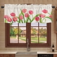 thumbnail image 4 of Watercolor Pink Tulip Floral Window Valance Curtain,Light Filtering Washable Short Kitchen Valance Curtain for Home,Cafe,Window Decoration, 4 of 6