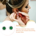 thumbnail image 3 of 1 Pair Copper Women Ear Stud Pair Solid Color Copper Solid Color Rhinestone Exquisite Easy Matching Round Girls Ladies Party Earring Jewelry Purple, 3 of 8