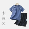 thumbnail image 3 of RUTAYY Teen Boys Outfit Sets Short Sleeve T-Shirts and Shorts Sunscreen Clothing Solid Color Round Neck Summer Lightweight Breathable Quick Dry 3-18 Years Classic Versatile Clothing, 3 of 4