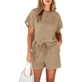 thumbnail image 6 of Womens 2 Piece Sets Summer Lounge Sets Striped Short Sleeve Oversized T Shirts Drawstring Shorts Matching Set, 6 of 6