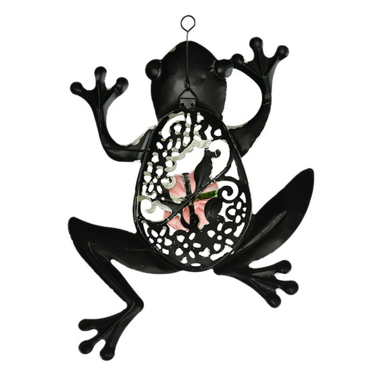 Stained Beautiful Cut-Out Metal Frog Wall Decor Outdoor Indoor Art  Sculpture Hanging Ornaments for Home Garden Bedroom Living Room with Hook 