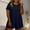 A143 Navy, variant on Women's Linen Plus Size Short Sleeve Mini Dress Crew Neck Ruffle Hem Tiered Tunic Dress Loose Fit Casual Summer Shift Dress Soft Breathable Flowy Dress for Daily Wear
