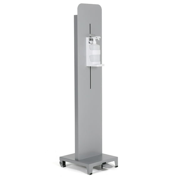 M&T Displays Gray Handsfree Touchless Foot Operated Refillable Hand Sanitizer Dispenser Station 1000 mL. (33.8 oz.) for Liquid/Lotion Soap or Sanitizing Products Floor Standing Heavy Duty Commercial